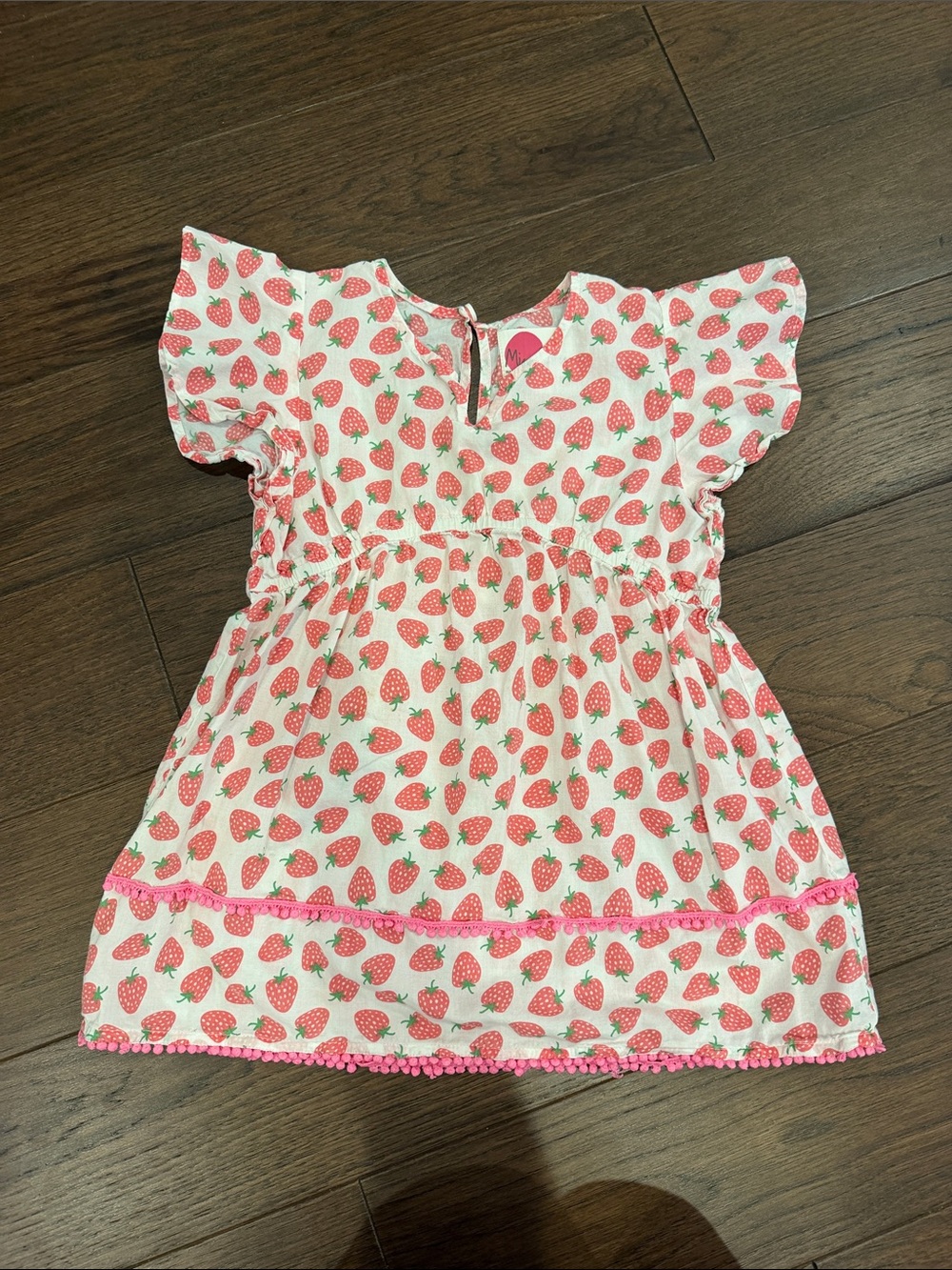 Mini Boden Pink Strawberry-Print Cotton Dress Size 3/4 - C11-749